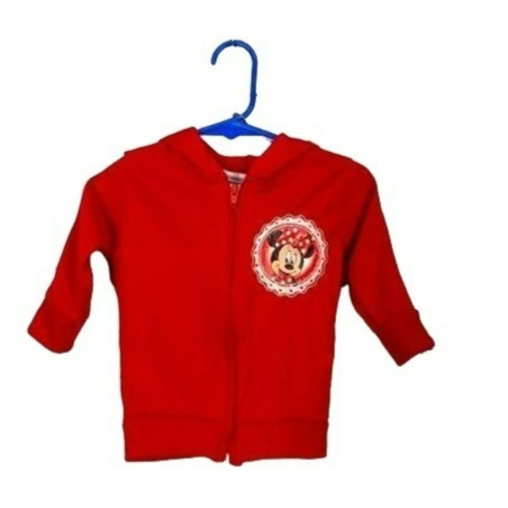 Disney Minnie Mouse Infant‎ Girl Hooded Red Zip Up Jacket 12 Months
